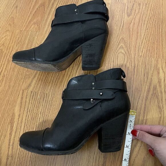 Rag & Bone black leather heeled ankle booties with strap size EU 38 US 8 - Picture 2 of 9